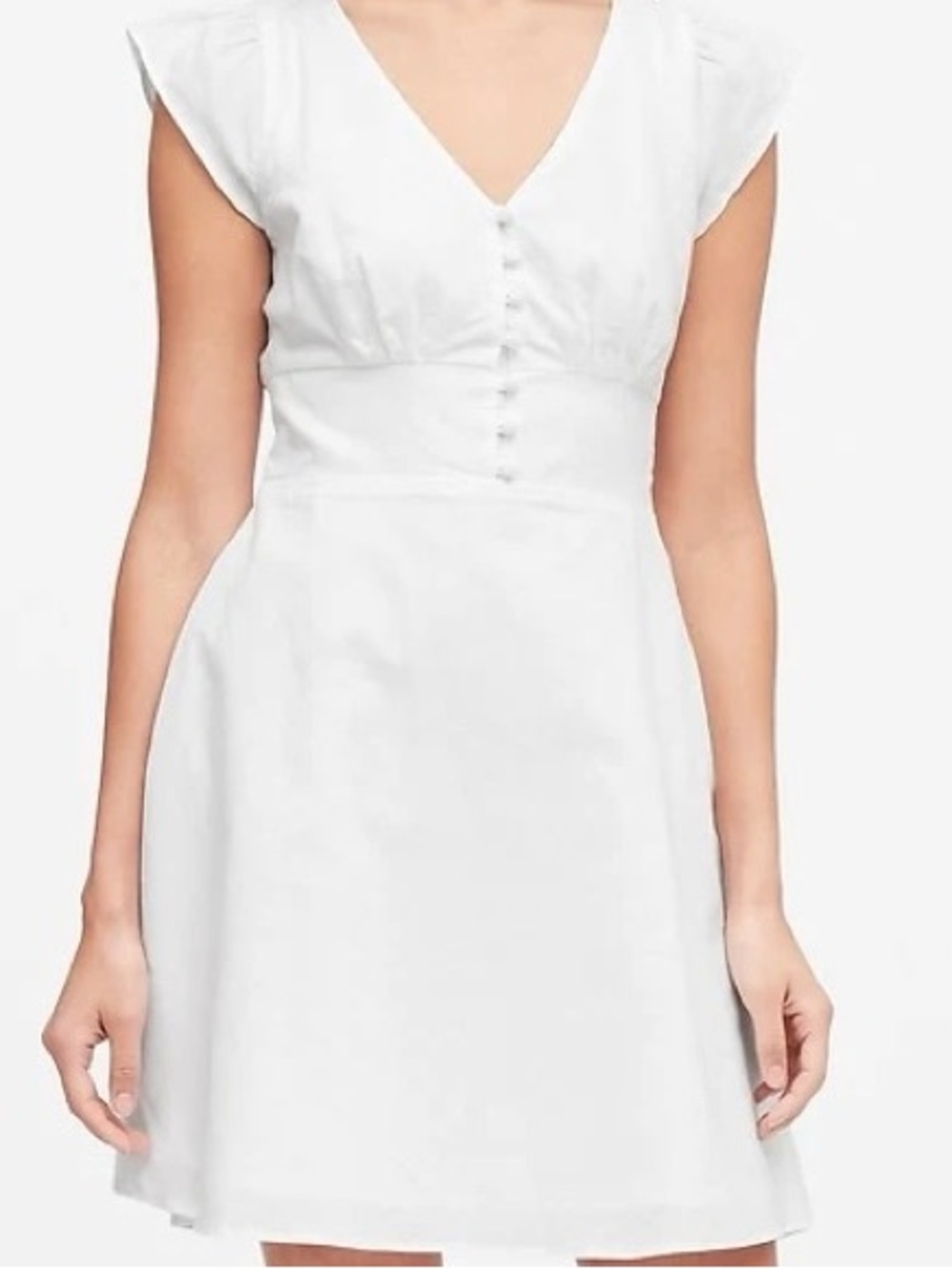 Banana Republic White V-Neck Cap Sleeve Dress